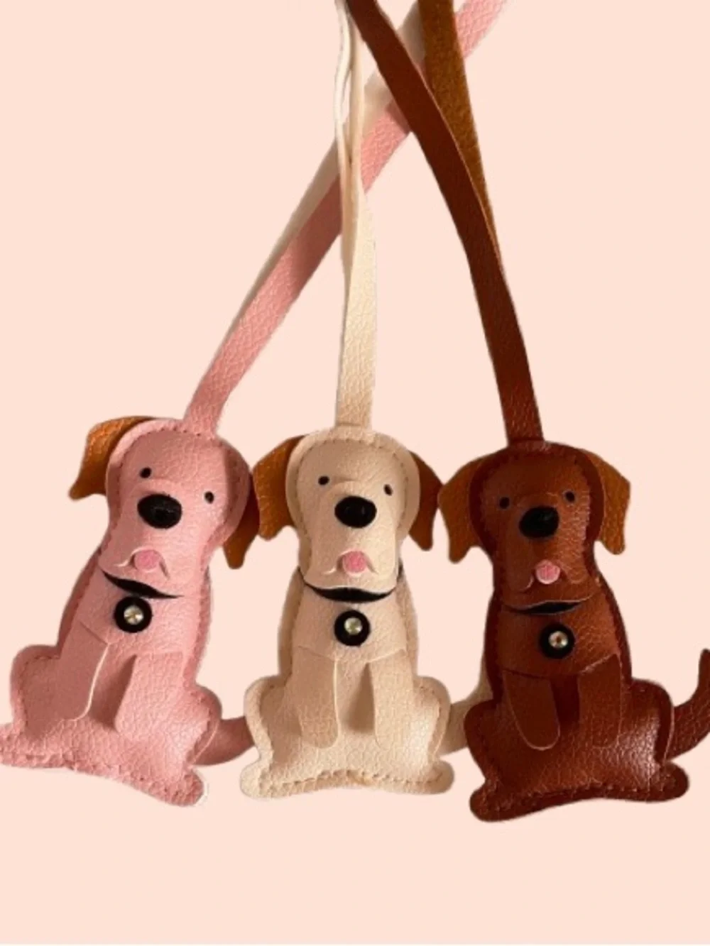 Faux Leather Dog Charm Keychains
